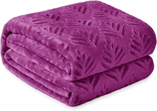 Vista 13 de Exclusivo Mezcla Manta de Vellón Tamaño King para Cama, Mantas Súper Suaves y Acogedoras para Uso Durante Todas las Estaciones, Patrón de Hojas