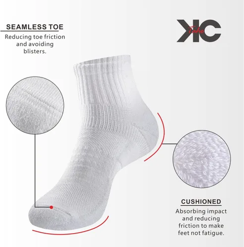 Vista 4 de Calcetines deportivos de algodón para hombre, 8 pares con soporte para el arco, transpirables, acolchados, para correr
