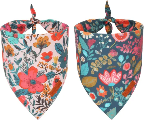 Vista 12 de PTDECOR Bandana de Navidad para perro, diseño de muñeco de nieve de Papá Noel, bufanda reversible para mascotas, diseño de triángulo rosa
