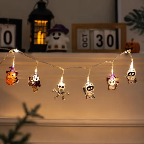 Vista 9 de Guirnalda de luces de Halloween de 10 pies, 20 luces LED, funciona con pilas, para decoración de fiesta de Halloween