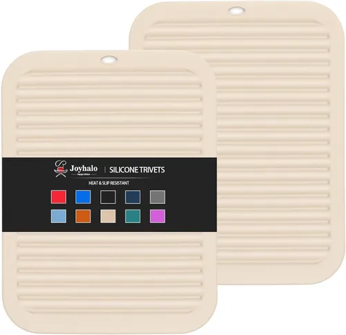 Vista 15 de Joyhalo Salvamanteles para platos calientes, almohadillas calientes para cocina, soportes de silicona para ollas y sartenes calientes, alfombrillas