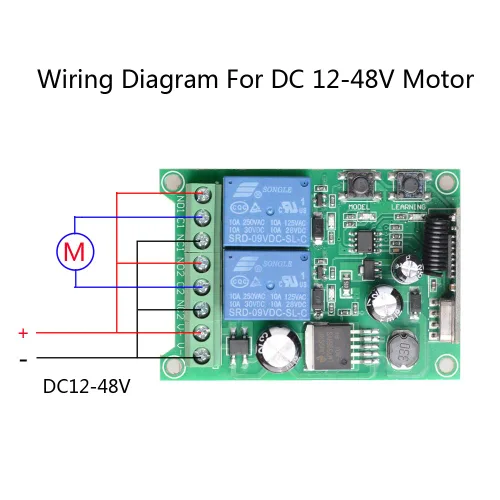 Vista 3 de Interruptor de control remoto inalámbrico CC 12V 24V 36V 48V Nuevo interruptor de control remoto multifunción de 2 canales, transmisor de 433MHz