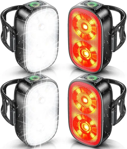 Vista 8 de ISEYOU Bike Lights, Ultra-Slim USB-C Rechargeable Bike Lights Front and Back, 5+6 Lighting Modes & IP65 Waterproof, Super Bright Bicycle Light Set