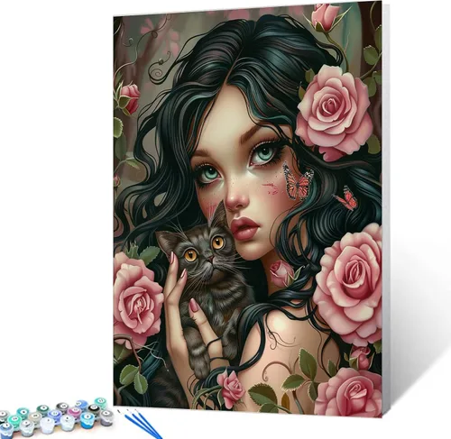 Vista 25 de Kit de pintura por números, lienzo de 16 x 20 pulgadas, pintura al óleo para niños, 16 x 20 pulgadas, pintura al óleo para adultos, adultos