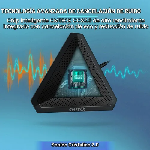 Vista 2 de CMTECK Micrófono USB para Conferencias, Botón de Silencio, Micrófono de Condensador Omnidireccional de Superficie para Grabación, Transmisión