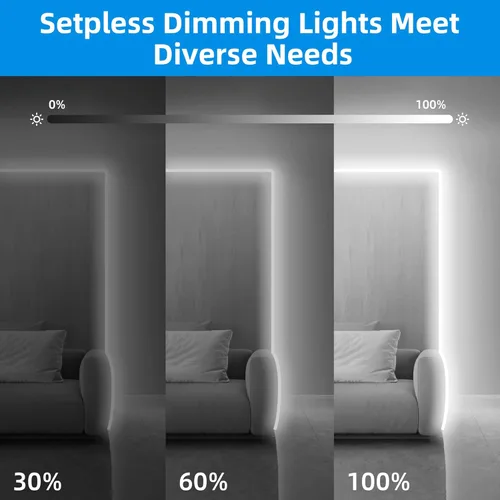 Vista 2 de Luz de Cuerda LED de Neón, 32.8 pies, color blanco frío, regulable, tiras de luces LED, tiras de luces de neón de silicona flexible impermeable DIY