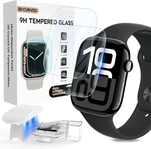 Vista 9 de Protector de pantalla para Apple Watch de 1.575 pulgadas SE Series 6/5/4, vidrio templado, cobertura completa, sin burbujas, película HD para iWatch