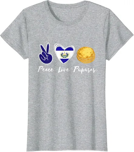Vista 31 de Pupusas Lover Love Peace El Salvadaor Camiseta Comida Salvadoreña