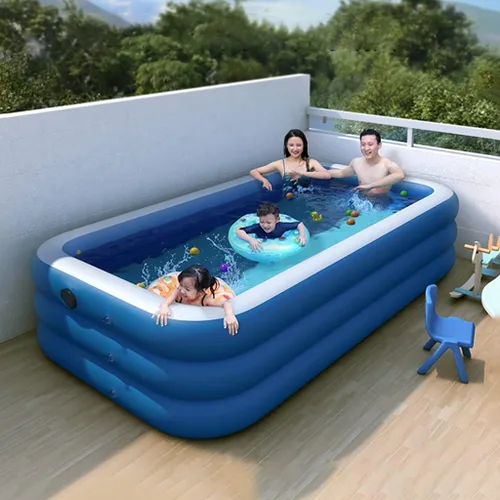 Vista 4 de con bomba inflable gratis, piscinas familiares de tamaño completo, piscina inflable para niños, adultos, niños pequeños a partir de 3 años, al aire