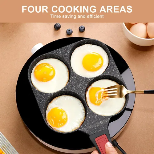 Vista 3 de RANX INGST Sartén para huevos de inducción, sartén antiadherente para panqueques de 4 tazas con mango desmontable, sartén para hamburguesas, sartén