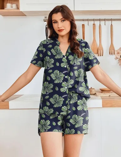 Vista 3 de Ekouaer Women Pajamas Set Button Down Printed Pj Lounge Sets Soft Loose Loungewear Sleepwear