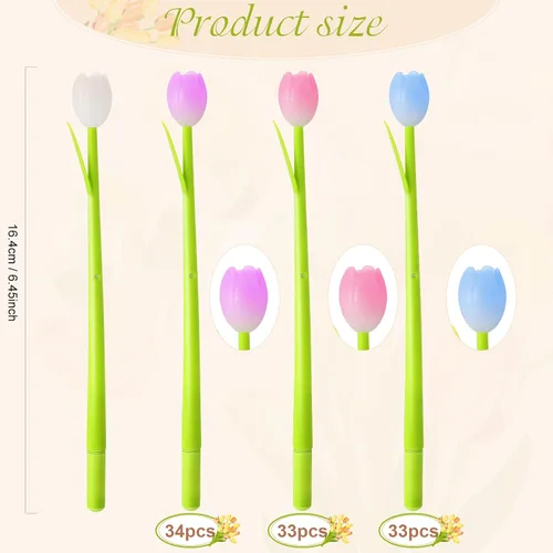 Vista 2 de Teling 100 bolígrafos de flores que cambian de color, bolígrafos coloridos a granel, tinta de gel creativa para oficina, regalos de niñas, regalos