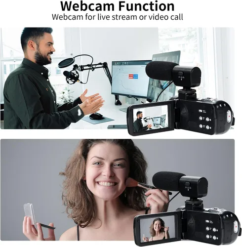 Vista 5 de Videocámara de video 4K de 56MP con micrófono, zoom 18X de 3.0 pulgadas, pantalla táctil IPS de mano, videocámara digital de mano, rotación de 270°