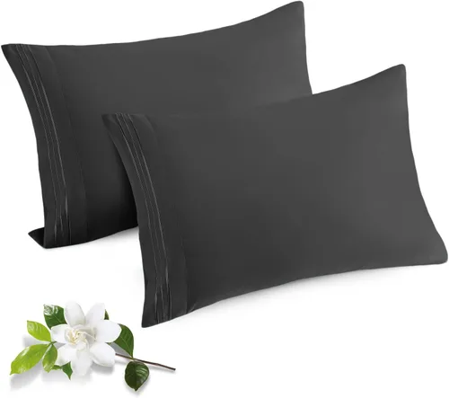 Vista 8 de Horbaunal Paquete de 2 fundas de almohada de microfibra de tamaño estándar, color azul, con cierre de sobre, 1800 hilos, suaves y resistentes al