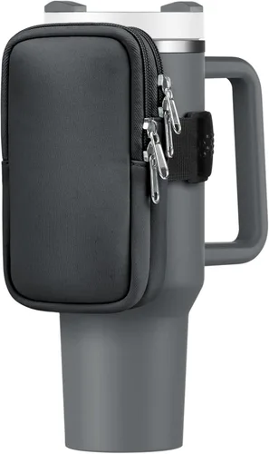 Vista 10 de Bolsa para botella de agua para Stanley Cup de 40 onzas, 30 onzas, bolsa para botella de agua para correr, tarjetas, llaves, teléfono, accesorios