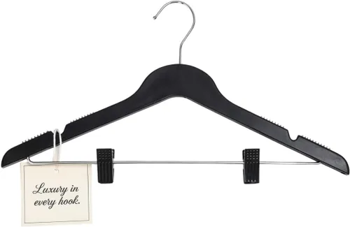 Vista 13 de All Hung Up - Perchas delgadas de plástico con clips, diseño que ahorra espacio con agarre antideslizante, duraderas para el uso diario