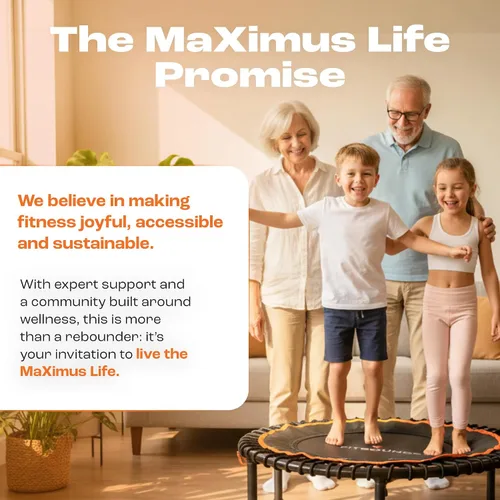 Vista 7 de MXL FIT Bounce PRO Bungee Rebounder - Premium Indoor Mini Trampoline for Adults, Silent Low-Impact Bounce, Half-Folding with Foldable Steel Legs &