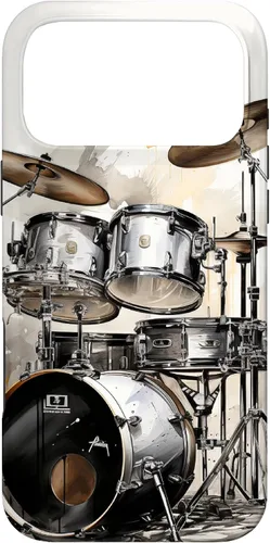 Vista 22 de Vintage Drum Set Drawing Funda para iPhone 17