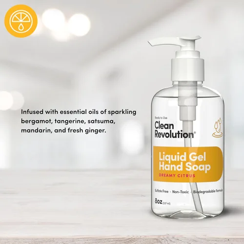 Vista 2 de Clean Revolution Jabón de manos en gel líquido, líquido sedoso rico, espuma rápida, enjuague rápido, contiene aceites esenciales reales