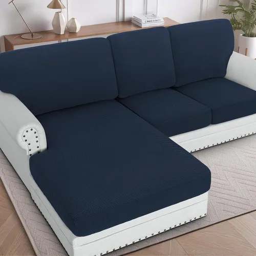 Vista 18 de H.Versailtex - Funda de sofá seccional de 1 pieza, funda deslizante para chaise con forma de L, funda de cojín separada para sofá seccional tanto