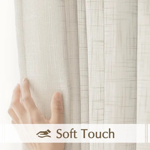 Vista 8 de FMFUNCTEX - Cortinas de puerta corrediza natural de 84" de lino transparente para sala de estar, divisor de 100" de ancho, cortinas extra anchas