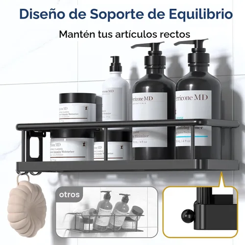 Vista 6 de YASONIC Organizador de ducha adhesivo, estantes de ducha a prueba de óxido para ducha interior, organizadores de baño de gran capacidad
