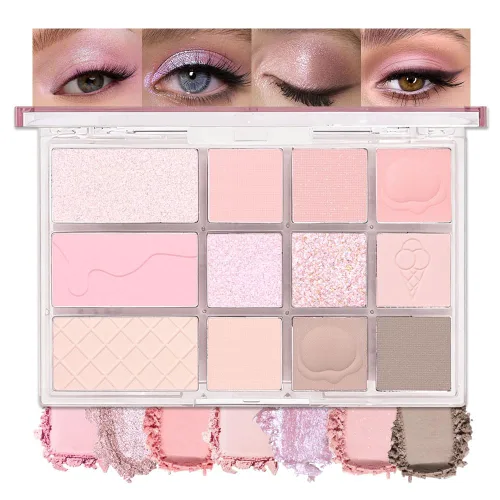 Vista 16 de SUAKE Paleta de sombras de ojos rosa nude, mate y brillante, alta pigmentación, 20 colores, marrón y morado para maquillaje de ojos, paleta