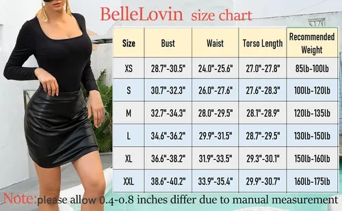 Vista 4 de BelleLovin Body básico de manga larga con cuello cuadrado para mujer