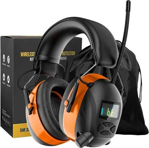 Vista 8 de Bluetooth 6.0 AM/FM Hearing Protection, Radio Headphones with Digital Display, 30 SNR Noise Reduction Safety Earmuffs with Rechargeable 2000 mAh
