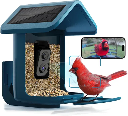 Vista 13 de Comedero para pájaros con cámara alimentado por energía solar: Comedero inteligente para aves con cámara de alimentación en vivo de 2K