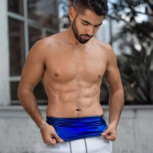 Vista 2 de Cinturón de sudoración para reducir la grasa del vientre inferior para hombres, faja reductora de sauna, faja moldeadora para el entrenamiento