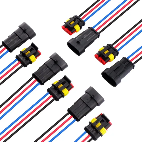 Vista 12 de MUYI Juego de 5 conectores de cable de 1 pin 18 AWG, impermeables, kit de conectores eléctricos con coleta de 3.9 in, serie Weatherpack de 0.059 in