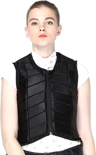 Vista 4 de Chaleco ecuestre de seguridad profesional EVA acolchado equitación chaleco unisex negro cremallera protector engranaje chaleco
