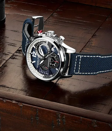 Vista 4 de STUHRLING Reloj de vestir original para hombre, reloj de aviador con correa de cuero para hombre, con fecha de 24 horas, reloj deportivo