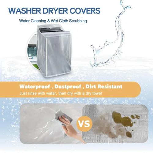 Vista 4 de Fundas para lavadora y secadora – Funda de lavadora para carga superior y carga frontal – Impermeable y a prueba de polvo con cremallera suave