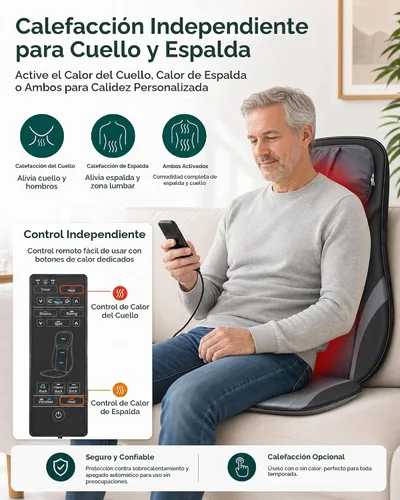 Vista 5 de Snailax Shiatsu - Masajeador de cuello y espalda con almohadilla de masaje