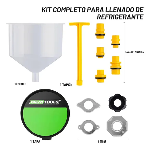 Vista 9 de OEMTOOLS Kit de embudo de refrigerante sin derrames, juego de 15 piezas de embudo para fluidos y aceite, permite el acceso a radiadores de difícil