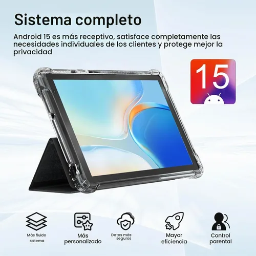 Vista 7 de PEICHENG Tableta con Estuche Protector, 7" IPS 1024 * 600 Android 15.0 Tab PC RAM 8GB (3+5 Expand) + ROM 32GB Bluetooth 5.0 WiFi 6 2.4G+5G 2MP+5MP