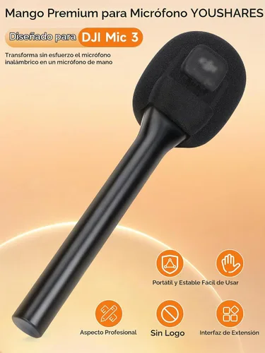 Vista 2 de YOUSHARES Soporte de micrófono de entrevista de mano compatible con DJI Mic 3, riel deslizante magnético de hierro, micrófonos inalámbricos Negro