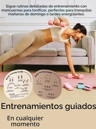 Vista 4 de Juego de mancuernas ajustables Pesas ligeras de mano de 2, 3, 4 y 5 libras para mujeres, ajuste de peso de un solo giro, mango de agarre curvado