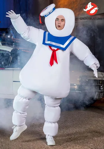 Vista 2 de Ghostbusters Stay Puft - Disfraz de hombre malvavisco para adulto, disfraces de personajes de Cazafantasmas, Cosplay de personajes de película