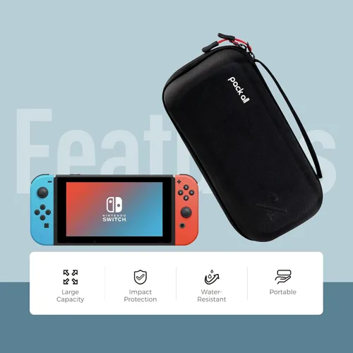 Vista 2 de pack all Carrying Case Compatible with Nintendo Switch and New OLED Model, Large Capacity Switch Travel Case, Portable Hard Game Case Travel Bag for