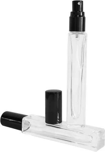 Vista 3 de 8 botellas de perfume de 0.3 fl oz, botellas de spray de vidrio rellenables, mini botella de vidrio cuadrada portátil de viaje, pequeña botella