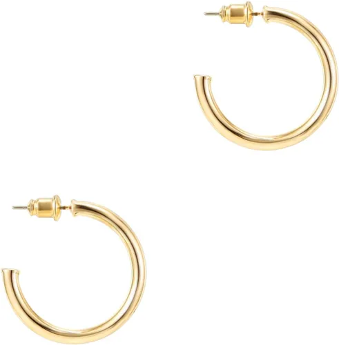 Vista 10 de PAVOI Aretes de aro chapados en oro de 14 quilates para mujer, aretes de aro de oro infinito de 0.079 pulgadas de grosor, aretes de bucle chapados