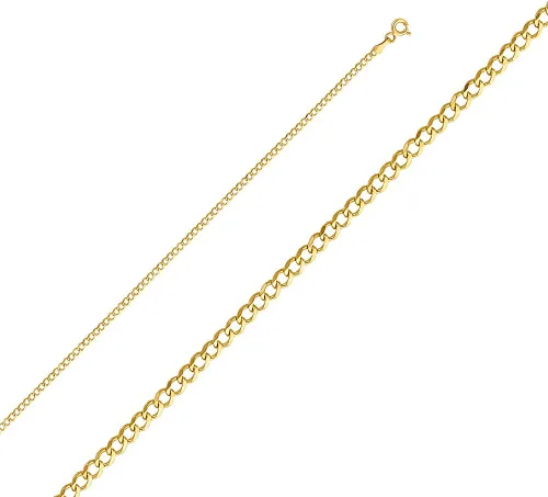 Vista 2 de Wellingsale 14K Solid Gold Cuban Link Curb Chains (Select Options)