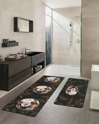 Vista 2 de Pumpkins Black Bath Mat for Tub,Non Slip Bathroom Floor Runner Rug Quick Dry & Absorbent Diatomaceous Earth Shower Sink Kitchen Washable