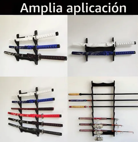 Vista 5 de Soporte de pared de espada de madera, 3 niveles