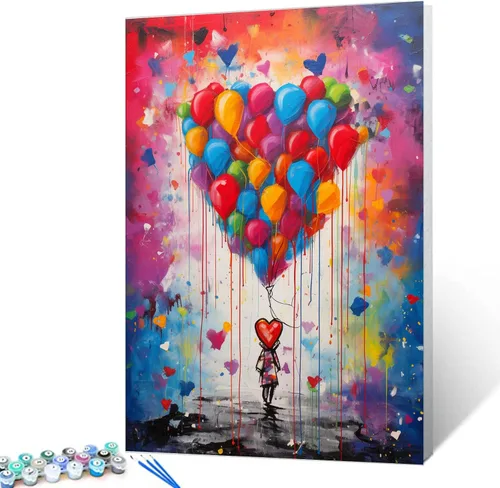 Vista 15 de Tucocoo Pintura de globos coloridos por números para adultos, kits de pintura al óleo digital sobre lienzo con pinceles y pigmento acrílico, arte