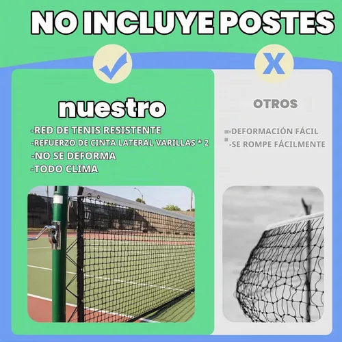 Vista 6 de Red de repuesto profesional para canchas de tenis de 42 pies