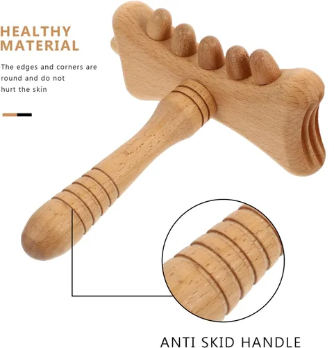 Vista 8 de Palo de guasha de haya natural para raspado de cuerpo completo, masaje, activación del punto de activación, superficie agradable a la piel, tabla